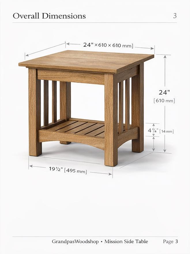 Mission Side Table Woodworking Plans – Apprentice + Master Bundle – Traditional Furniture Build PDF