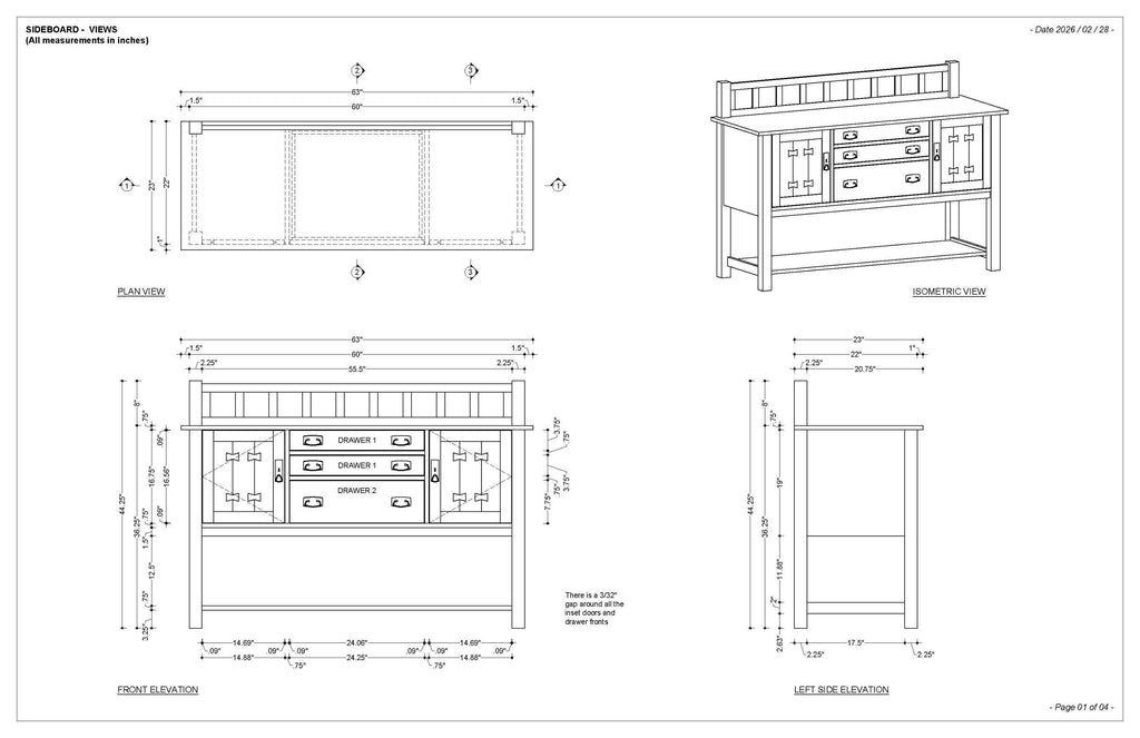 DIY Mission Buffet Woodworking Plans – Mortise/Tenon Joinery PDF for Arts & Crafts