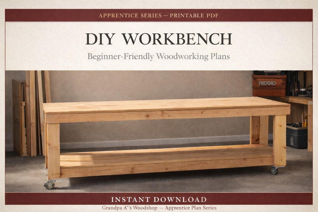 DIY Large Rolling Workbench Plans | Beginner Woodworking | Instant PDF Download