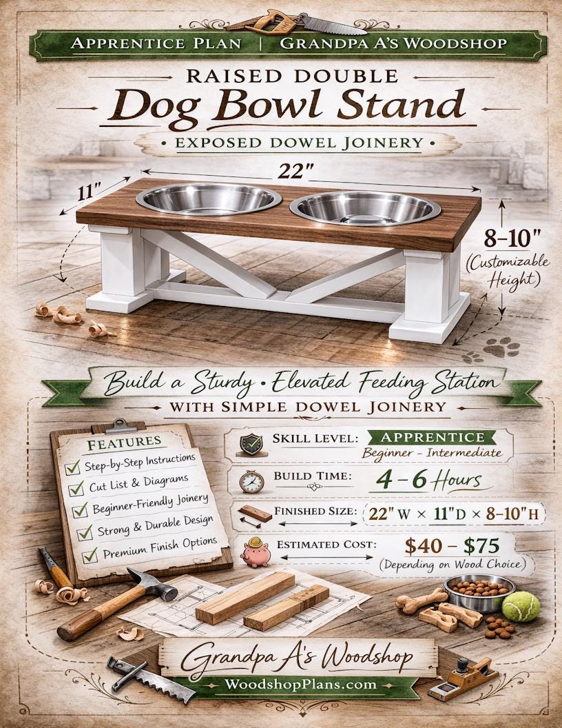 Farmhouse Elevated Dog Feeder Woodworking Plans (PDF Download) Apprentice Friendly