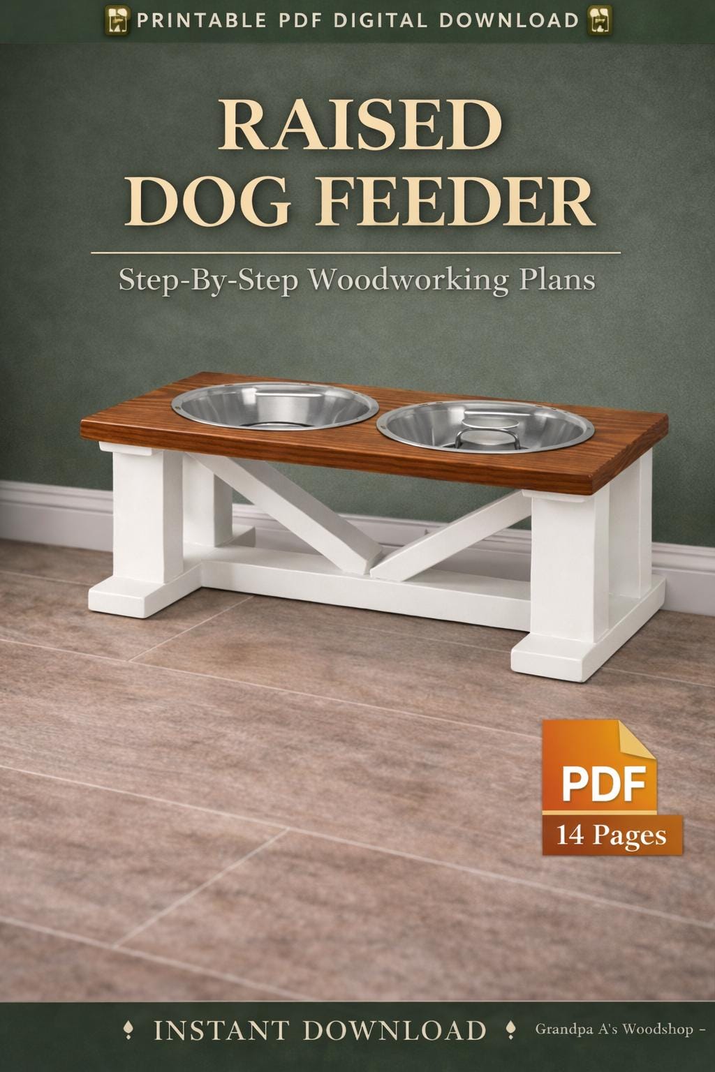 Farmhouse Elevated Dog Feeder Woodworking Plans (PDF Download) Apprentice Friendly