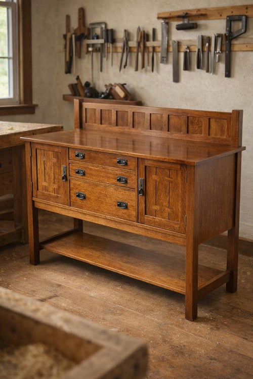 DIY Mission Buffet Woodworking Plans – Mortise/Tenon Joinery PDF for Arts & Crafts