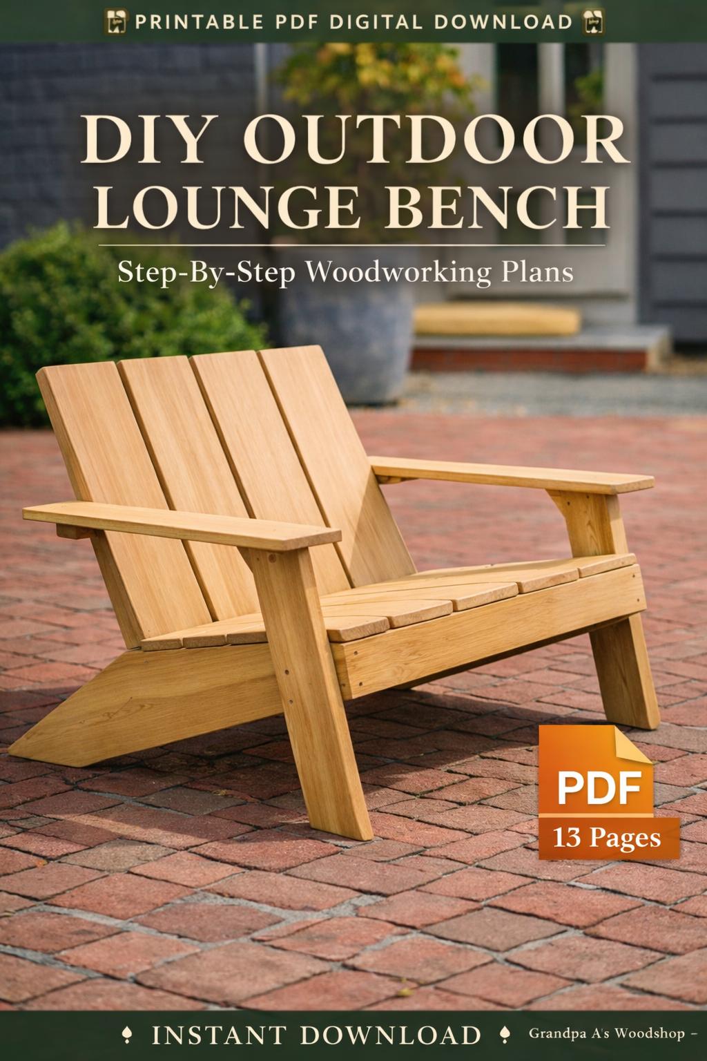 Modern Adirondack Bench  | Outdoor | DIY Woodworking Plans | Instant PDF Download