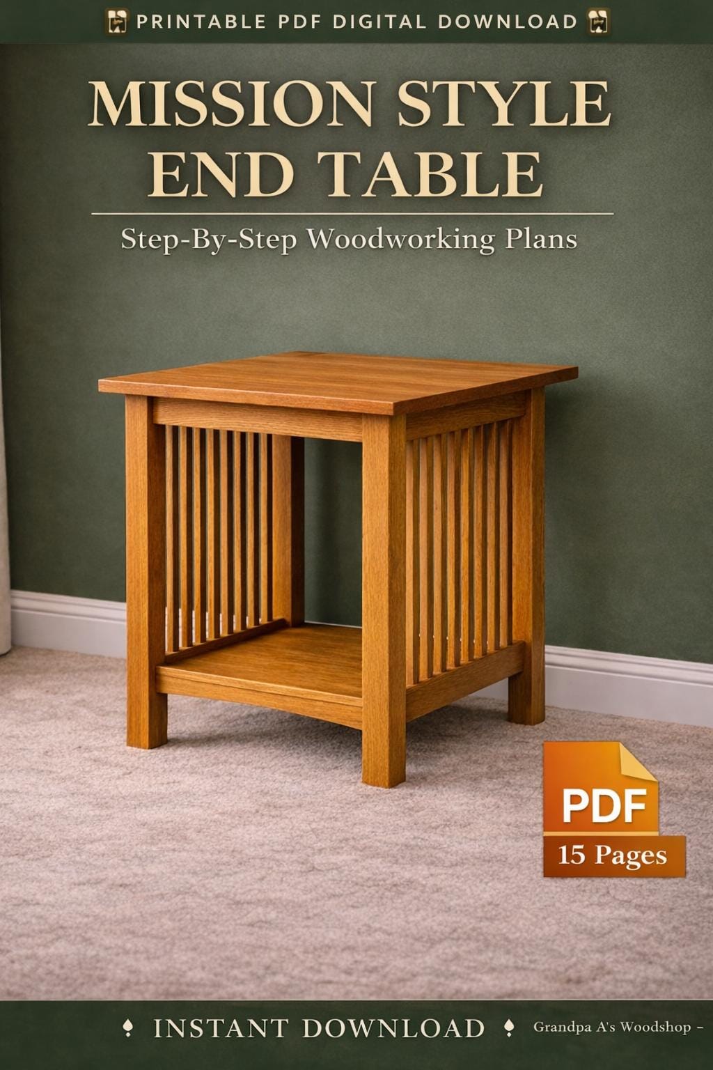 Mission Side Table Woodworking Plans – Apprentice Dowel Joinery – Beginner Friendly Furniture PDF
