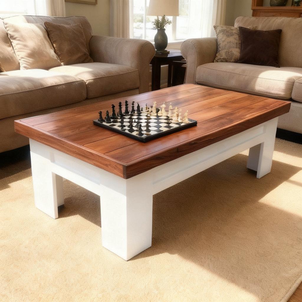 Farmhouse Coffee Table Plans, Sliding Top Hidden Storage, Beginner Woodworking PDF