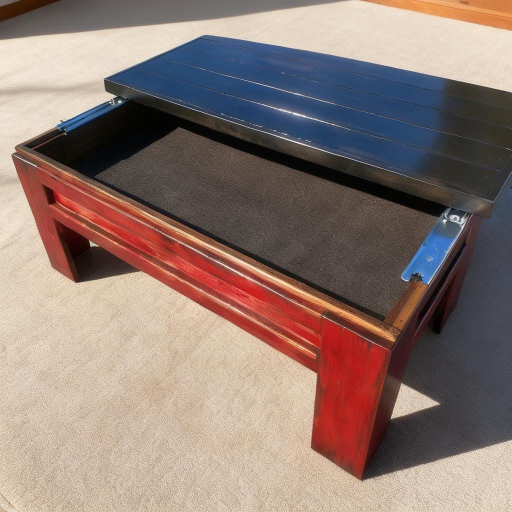 Farmhouse Coffee Table Plans, Sliding Top Hidden Storage, Beginner Woodworking PDF