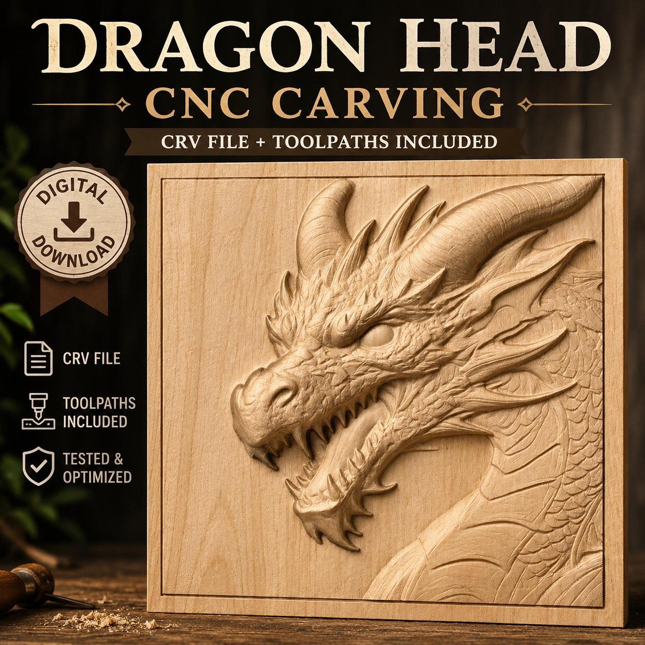 Dragon CNC File | Detailed Head Relief Carving Project