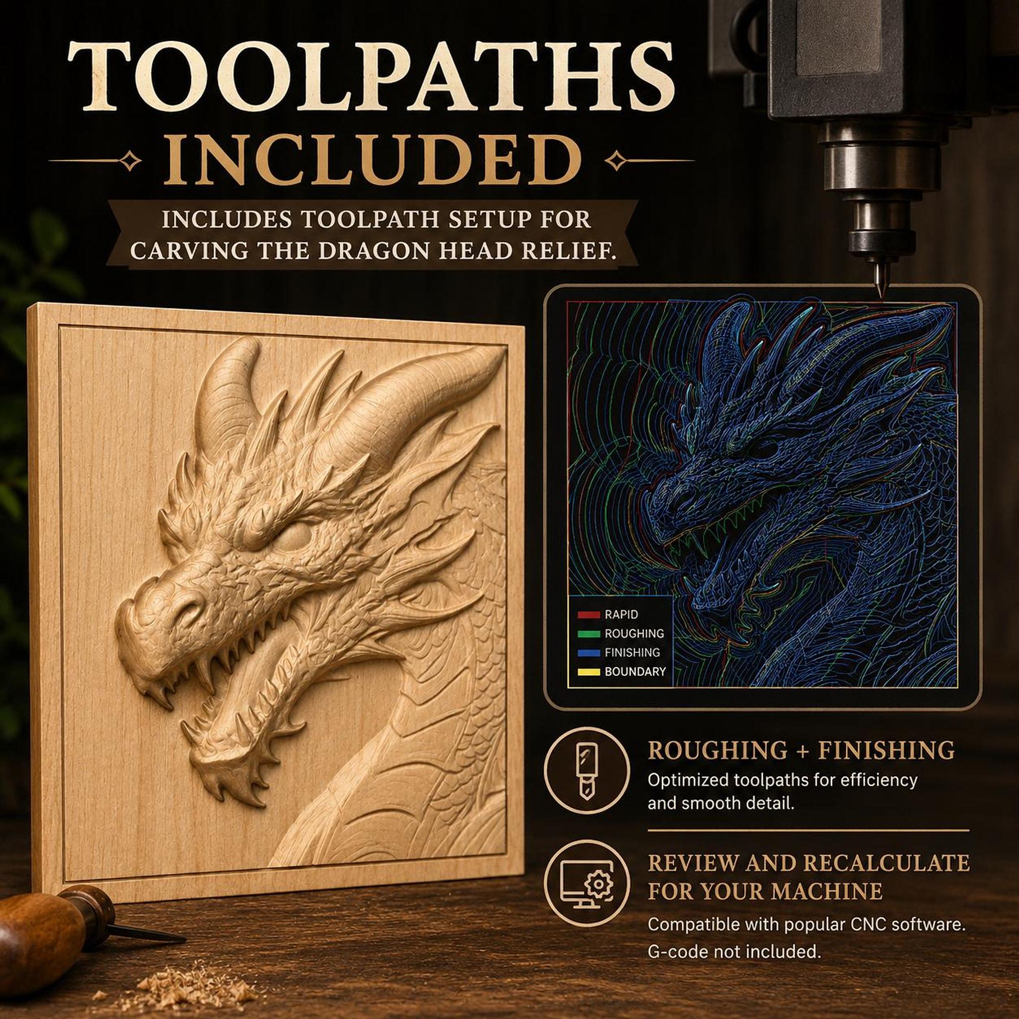 Dragon CNC File | Detailed Head Relief Carving Project