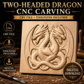 Two-Headed Dragon CNC CRV File with Toolpaths | Relief File | Fantasy Digital Download